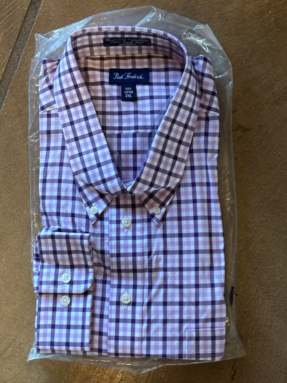 Paul Frederick Mens Long Sleeve Finest 100% Cotton XXL SPORT SHIRT PURPLE Check